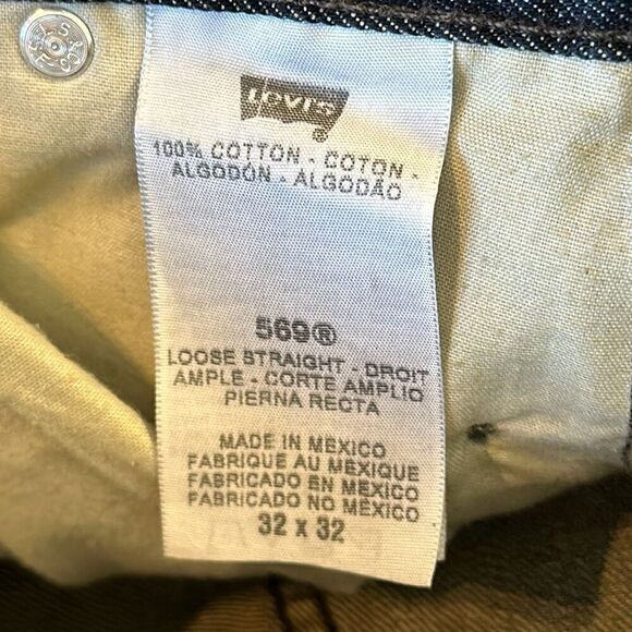 Levi’s 569 Loose Straight Dark Wash Mens Jeans size W32 x L32 Zippered Pocket - Picture 8 of 10